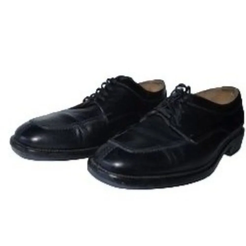 E.T. Wright black lace up split toe dress shoes mens 14‎ B (sole wear) 602562